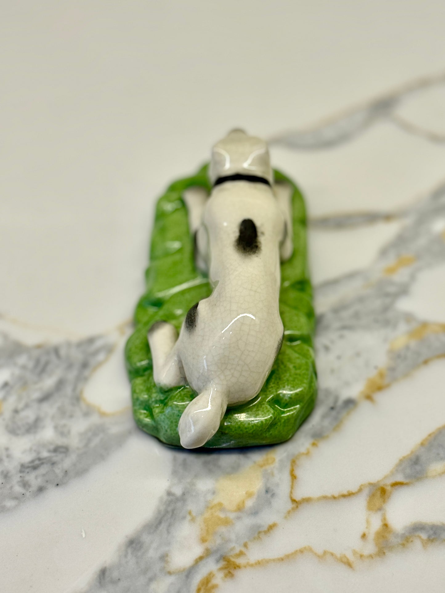 Victorian-Style Staffordshire Dog Figurine on Grass Base (Single)