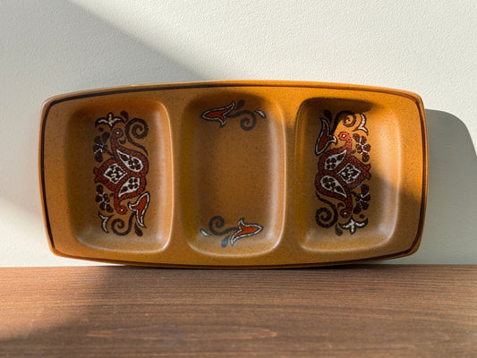 Royal Worcester Palissy Triple Serving Dish with Paisley Pattern – c.1960s/70s-Plate-Royal Worcester-My Happy London Home