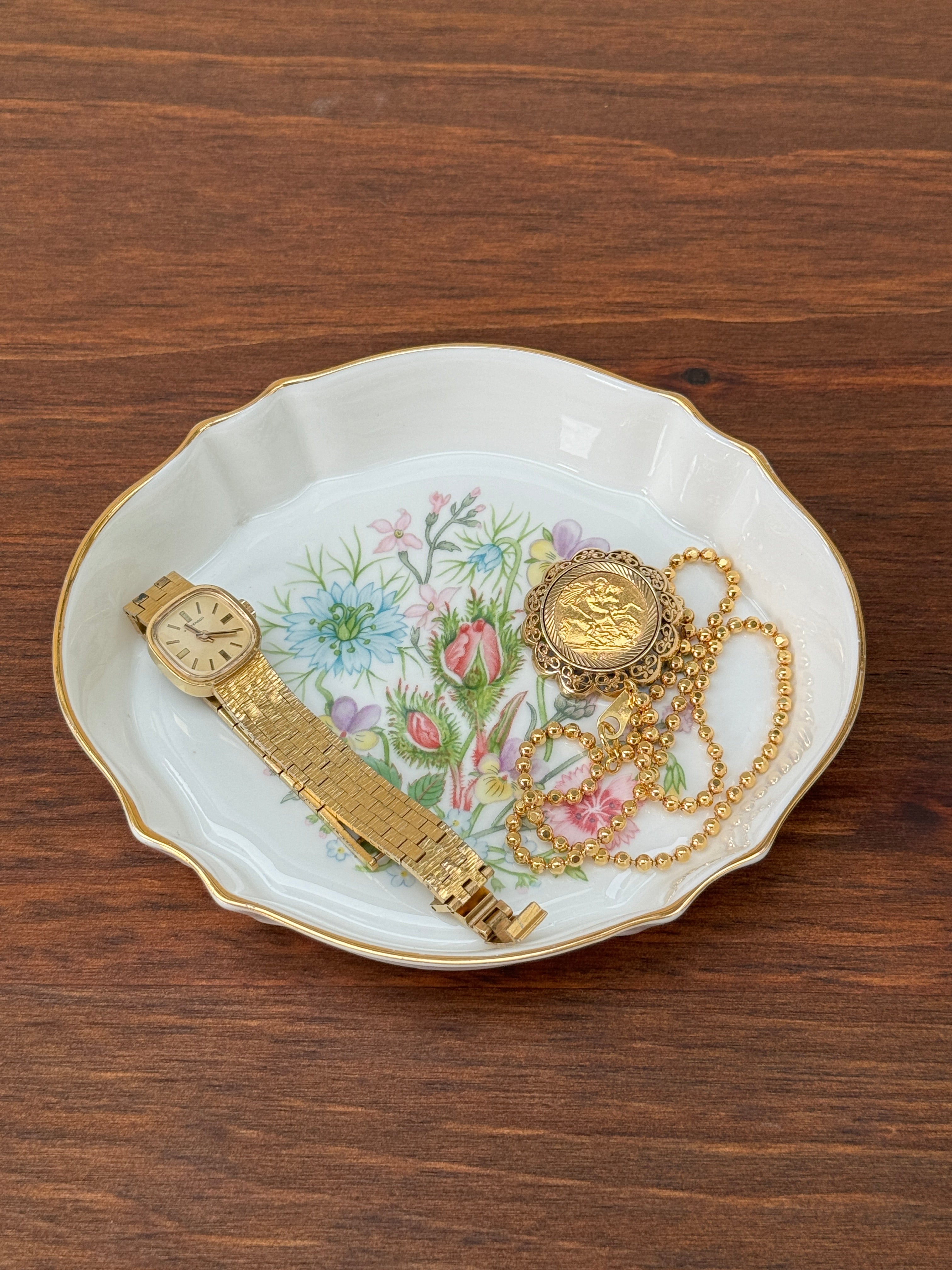 Vintage Aynsley 'Wild Tudor' Oval Trinket Dish – My Happy London Home