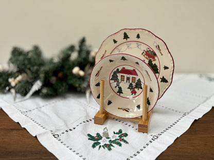 Masons_Ironstone_Christmas_Village_Plate_and_Bowl_Set_Rare_1983_Edition