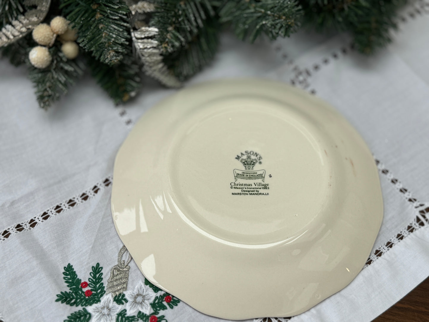 Mason’s Ironstone ‘Christmas Village’ Set of Plate and Bowl, Rare 1983 Edition