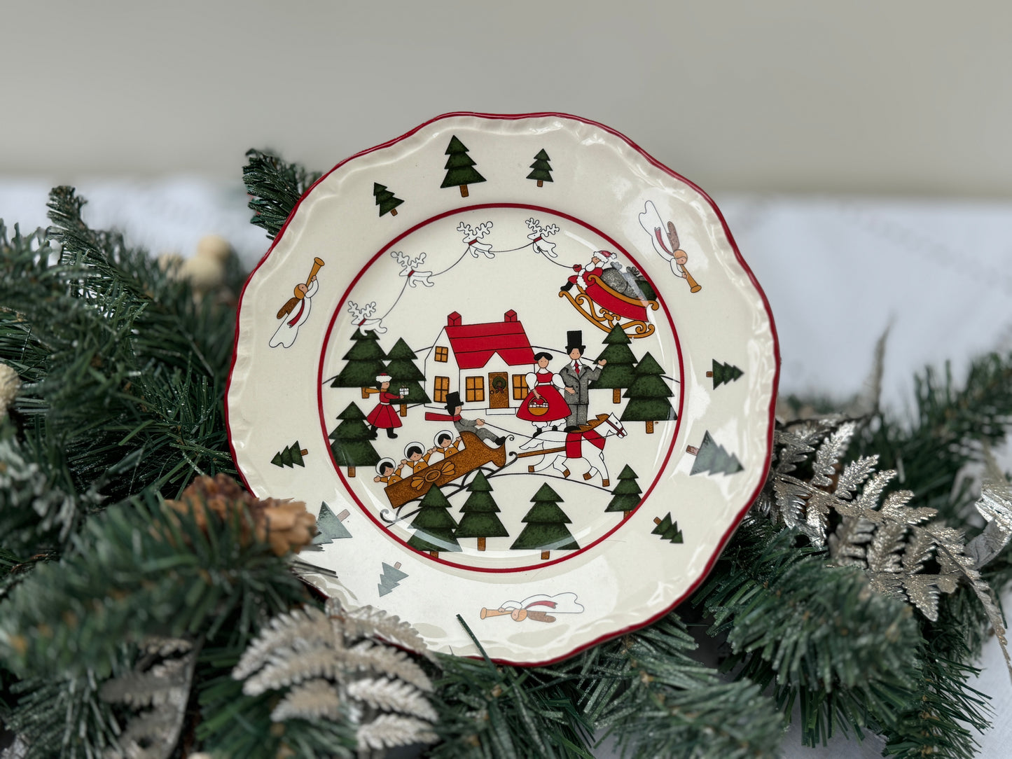 Mason’s Ironstone ‘Christmas Village’ Set of Plate and Bowl, Rare 1983 Edition