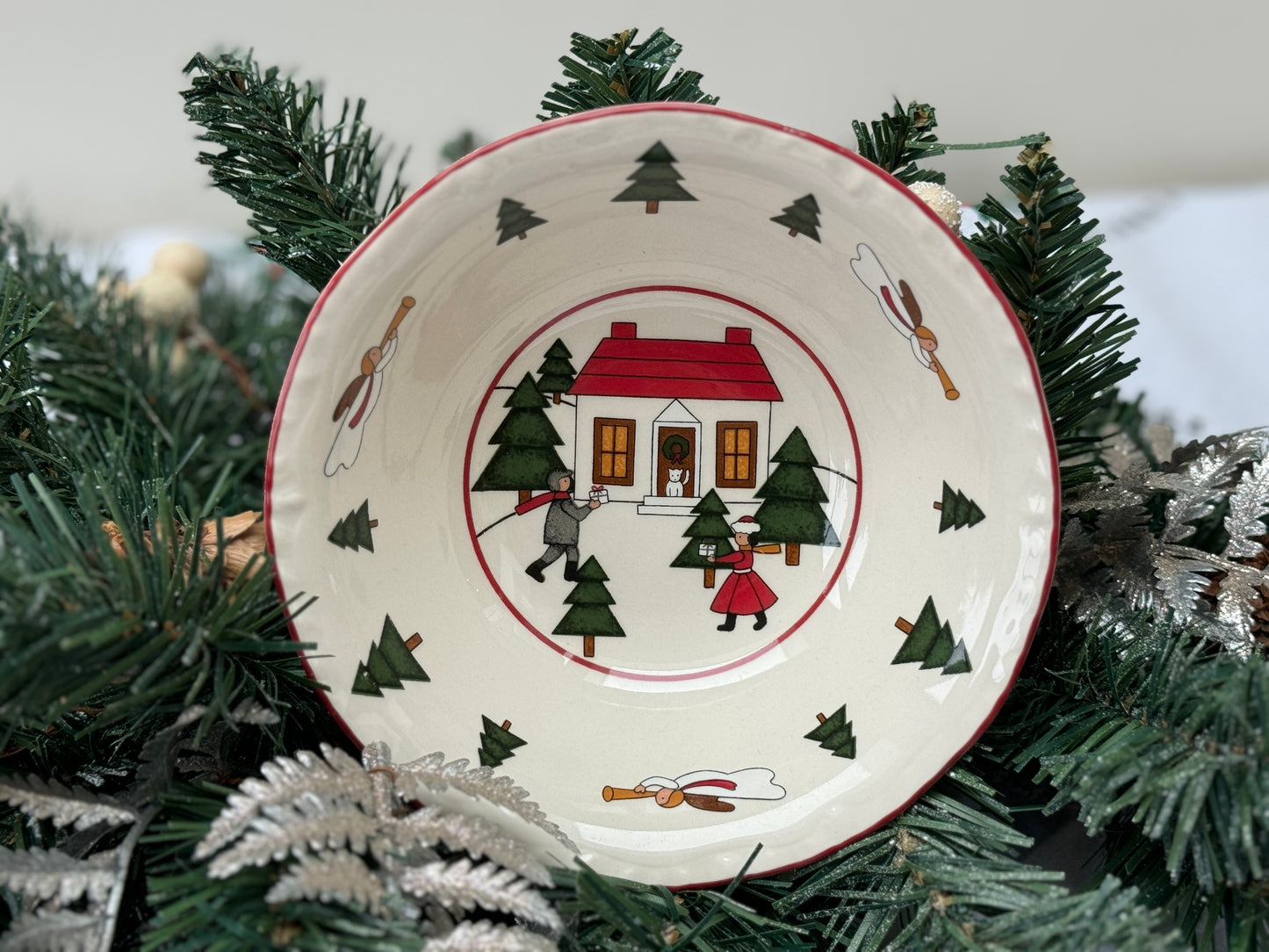 Mason’s Ironstone ‘Christmas Village’ Set of Plate and Bowl, Rare 1983 Edition