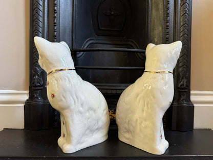 アーサー・ウッド社、スタッフォードシャーキャット（ペア）｜ローズ柄｜ミッドセンチュリー｜約29cm