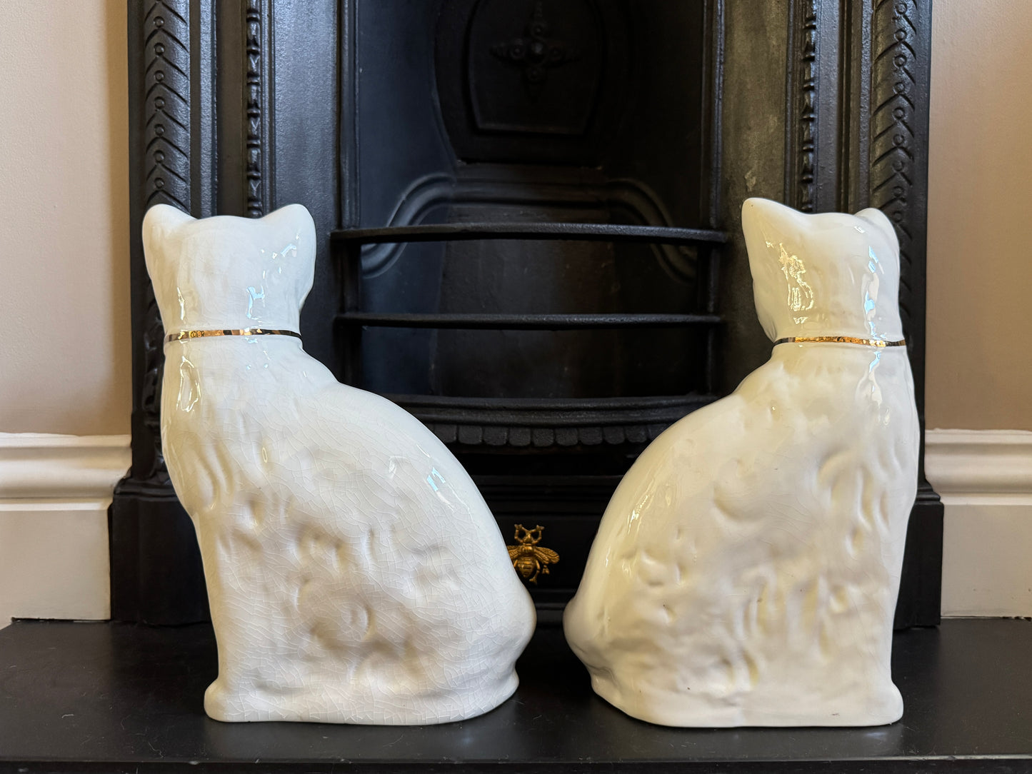 アーサー・ウッド社、スタッフォードシャーキャット（ペア）｜ローズ柄｜ミッドセンチュリー｜約29cm