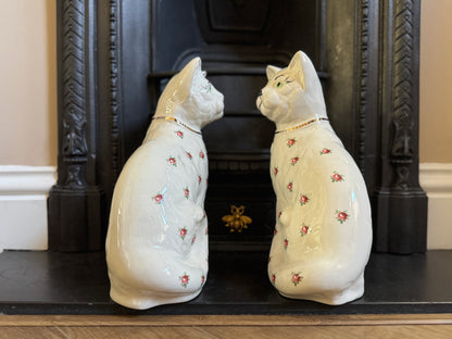 アーサー・ウッド社、スタッフォードシャーキャット（ペア）｜ローズ柄｜ミッドセンチュリー｜約29cm