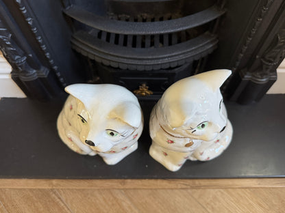 アーサー・ウッド社、スタッフォードシャーキャット（ペア）｜ローズ柄｜ミッドセンチュリー｜約29cm