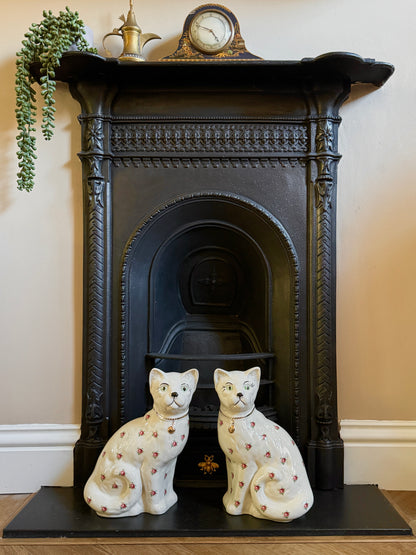 アーサー・ウッド社、スタッフォードシャーキャット（ペア）｜ローズ柄｜ミッドセンチュリー｜約29cm