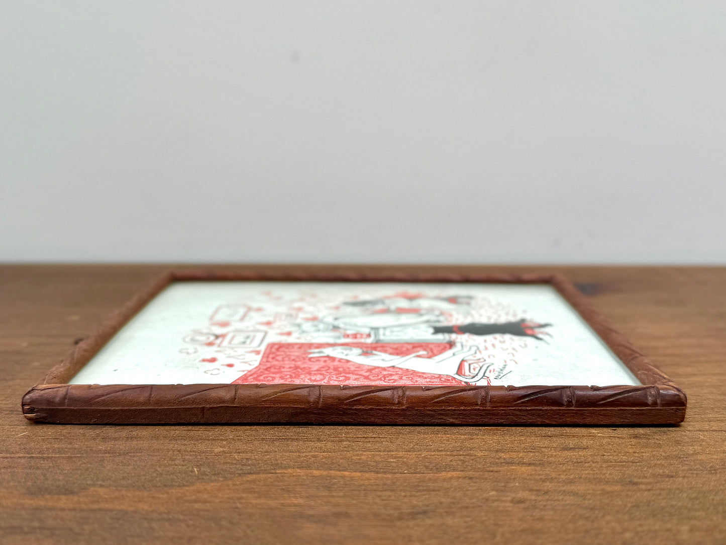 Pair of Antique Louis Wain Cat Prints in Carved Wooden Frames, Early 20th Century