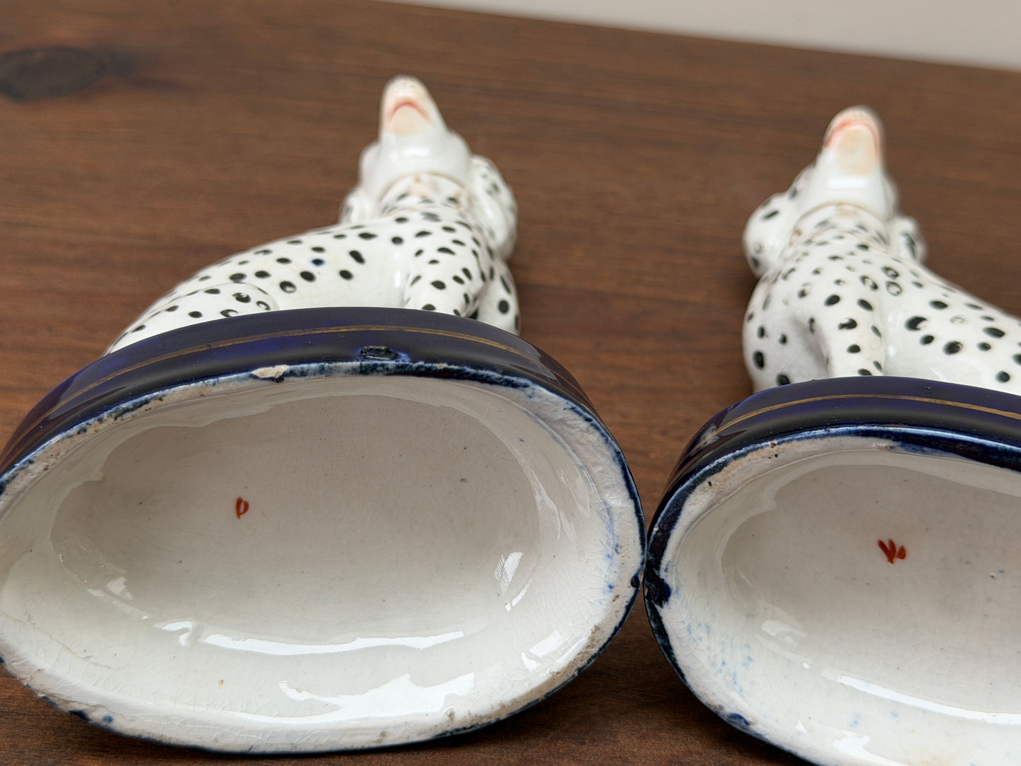 アンティーク、スタッフォードシャーのダルメシアン犬のペア｜1850年代頃