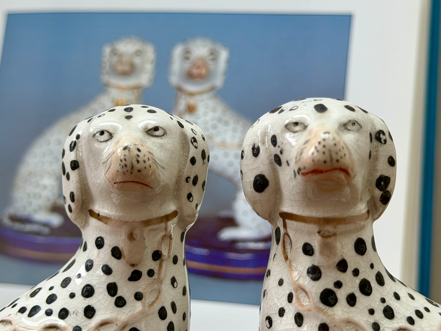 アンティーク、スタッフォードシャーのダルメシアン犬のペア｜1850年代頃