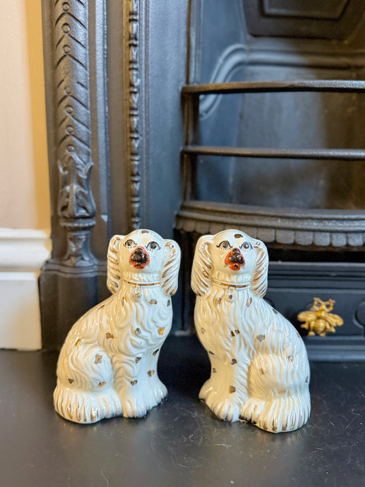 Pair of Antique Staffordshire Dogs with Gilt Decoration