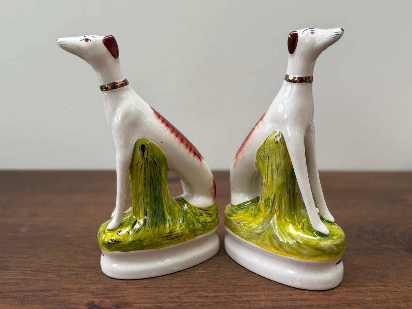 Pair of Staffordshire Greyhound Dogs with Hare by William Kent | Brown Eyes, c. 1940s–1950s