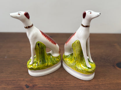 Pair of Staffordshire Greyhound Dogs with Hare by William Kent | Brown Eyes, c. 1940s–1950s