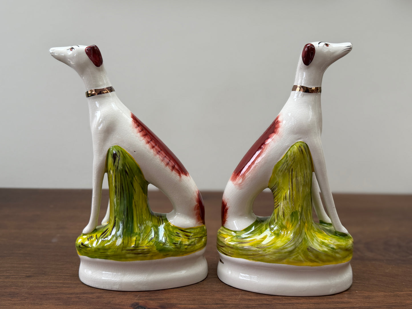 Pair of Staffordshire Greyhound Dogs with Hare by William Kent | Brown Eyes, c. 1940s–1950s