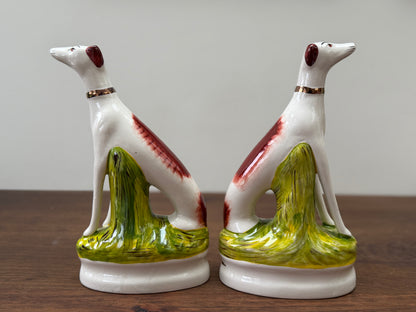 Pair of Staffordshire Greyhound Dogs with Hare by William Kent | Brown Eyes, c. 1940s–1950s