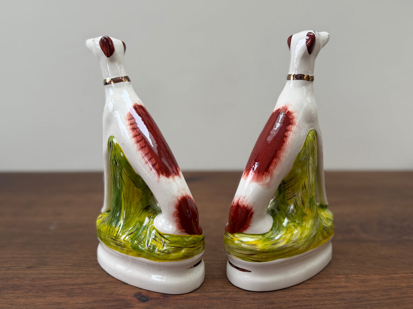 Pair of Staffordshire Greyhound Dogs with Hare by William Kent | Brown Eyes, c. 1940s–1950s