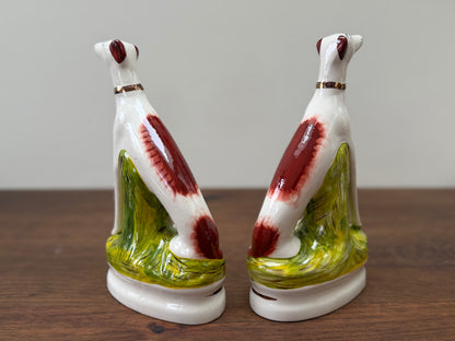 Pair of Staffordshire Greyhound Dogs with Hare by William Kent | Brown Eyes, c. 1940s–1950s