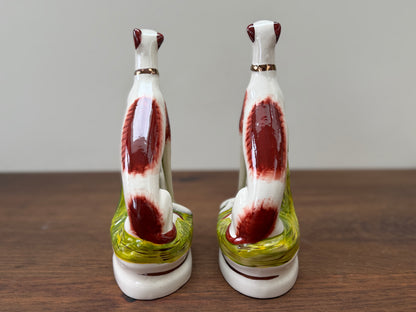 Pair of Staffordshire Greyhound Dogs with Hare by William Kent | Brown Eyes, c. 1940s–1950s