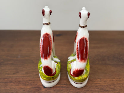 Pair of Staffordshire Greyhound Dogs with Hare by William Kent | Brown Eyes, c. 1940s–1950s