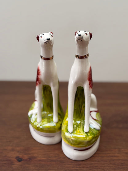 Pair of Staffordshire Greyhound Dogs with Hare by William Kent | Brown Eyes, c. 1940s–1950s