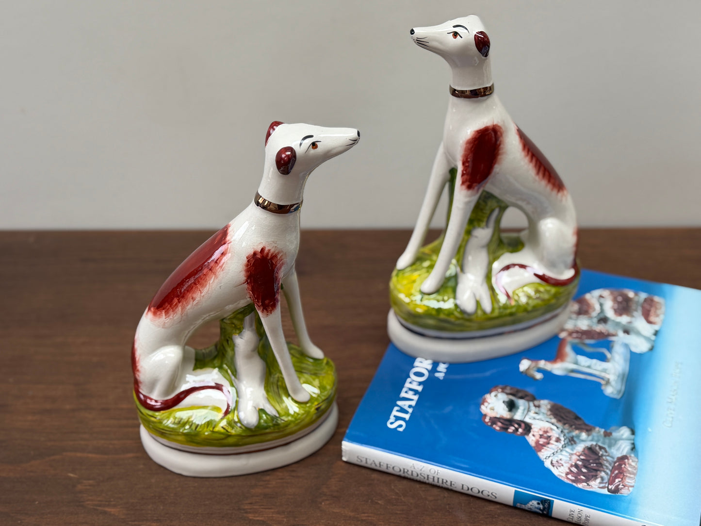 Pair of Staffordshire Greyhound Dogs with Hare by William Kent | Brown Eyes, c. 1940s–1950s