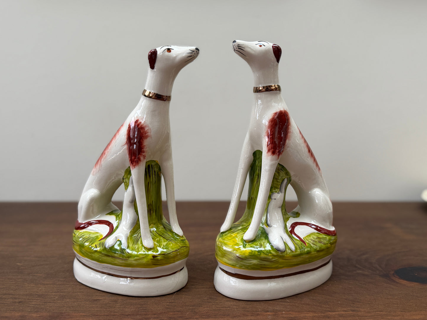 Pair of Staffordshire Greyhound Dogs with Hare by William Kent | Brown Eyes, c. 1940s–1950s