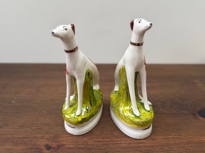Pair of Staffordshire Greyhound Dogs with Hare by William Kent | Brown Eyes, c. 1940s–1950s