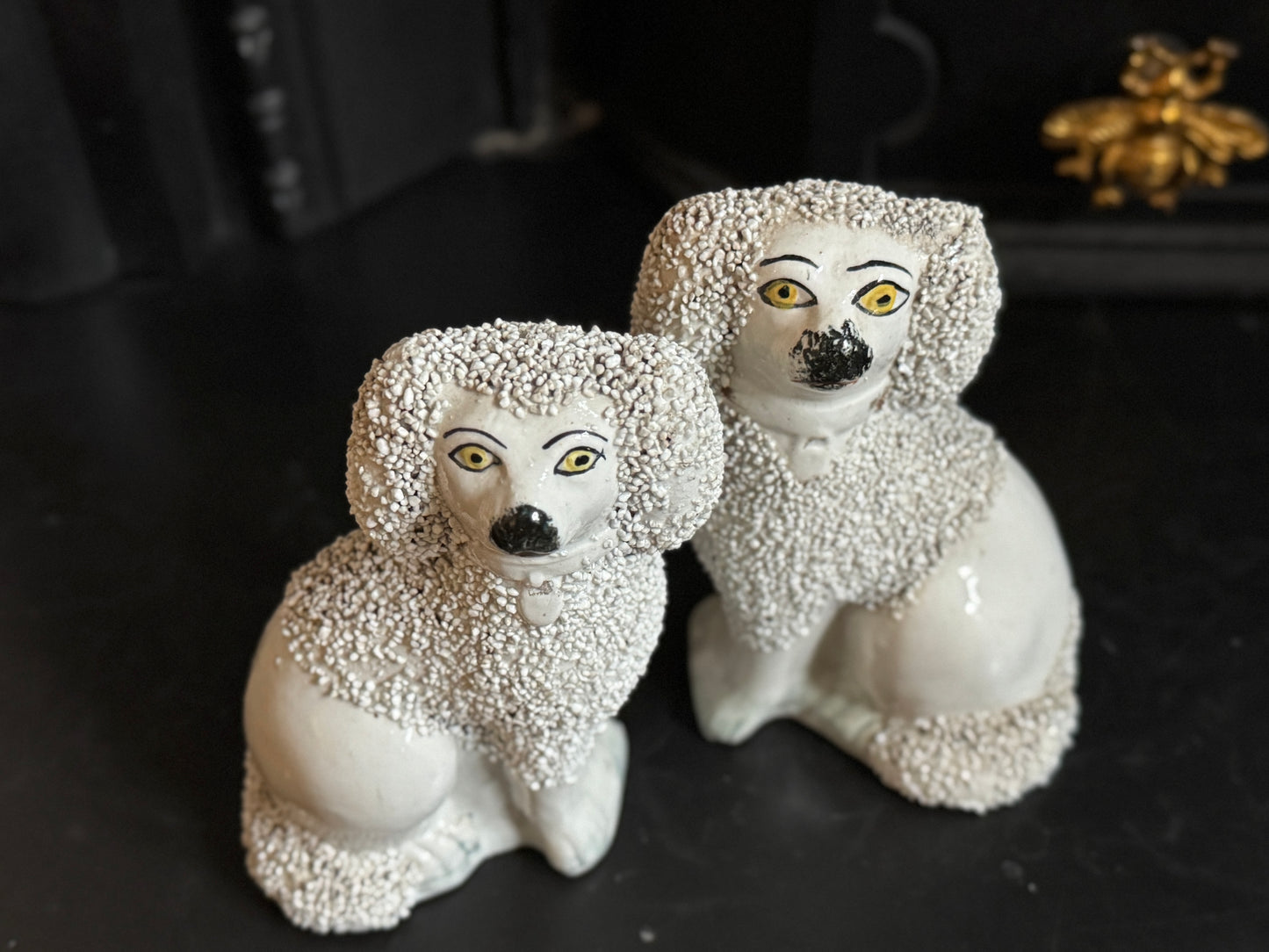 ヴィクトリア時代、スタッフォードシャードッグ・プードル（ペア）｜高さ約11cm