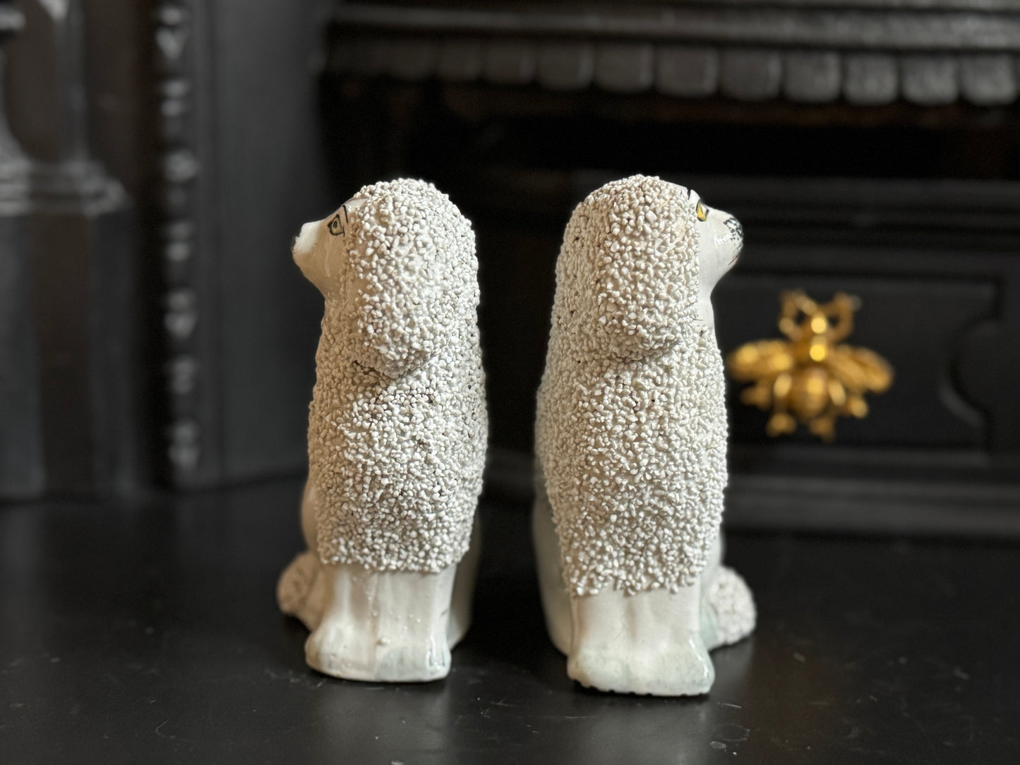 ヴィクトリア時代、スタッフォードシャードッグ・プードル（ペア）｜高さ約11cm