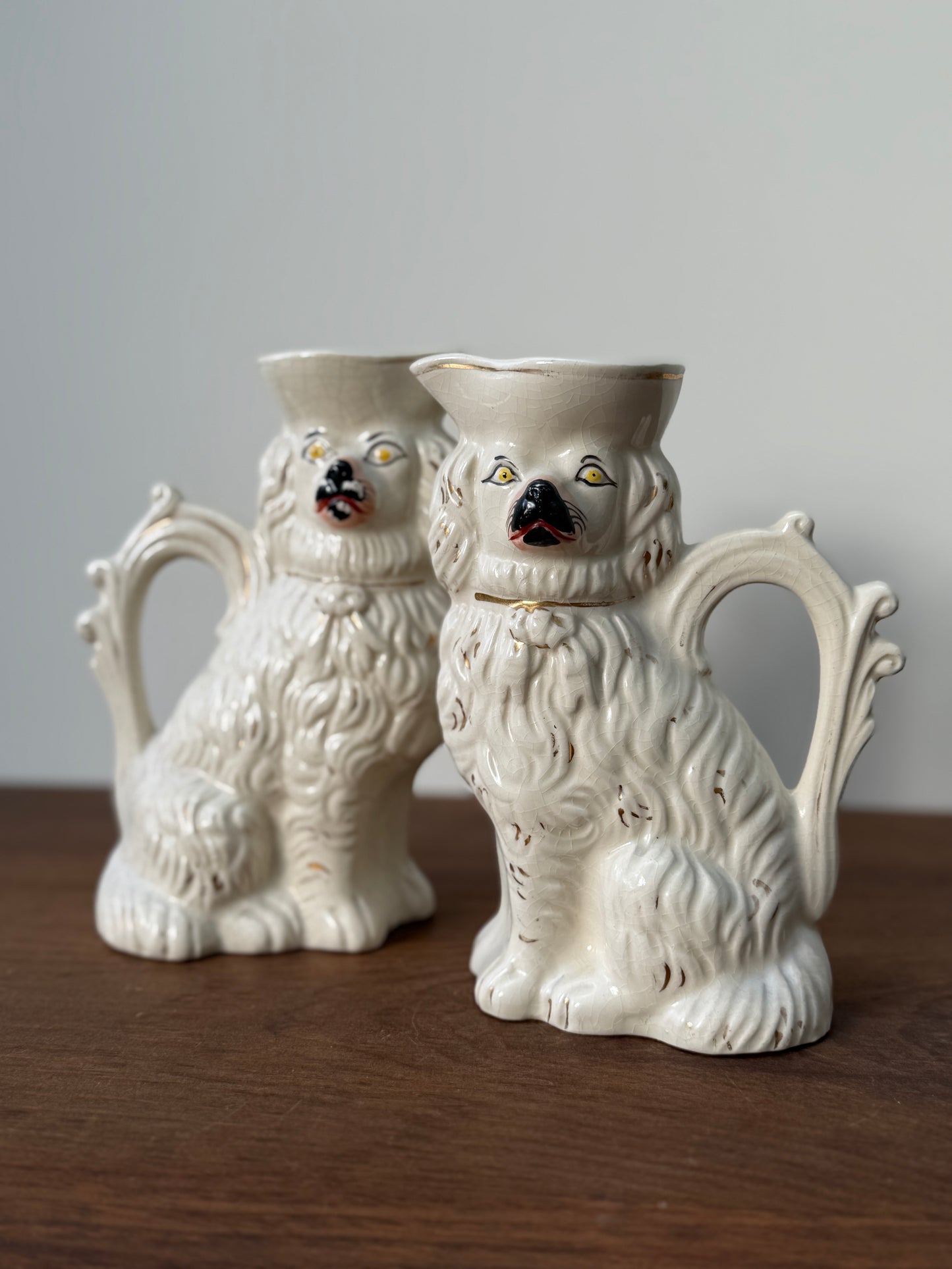 アンティーク、スタッフォードシャードッグ、スパニエルのジャグ（ペア）｜1850年頃