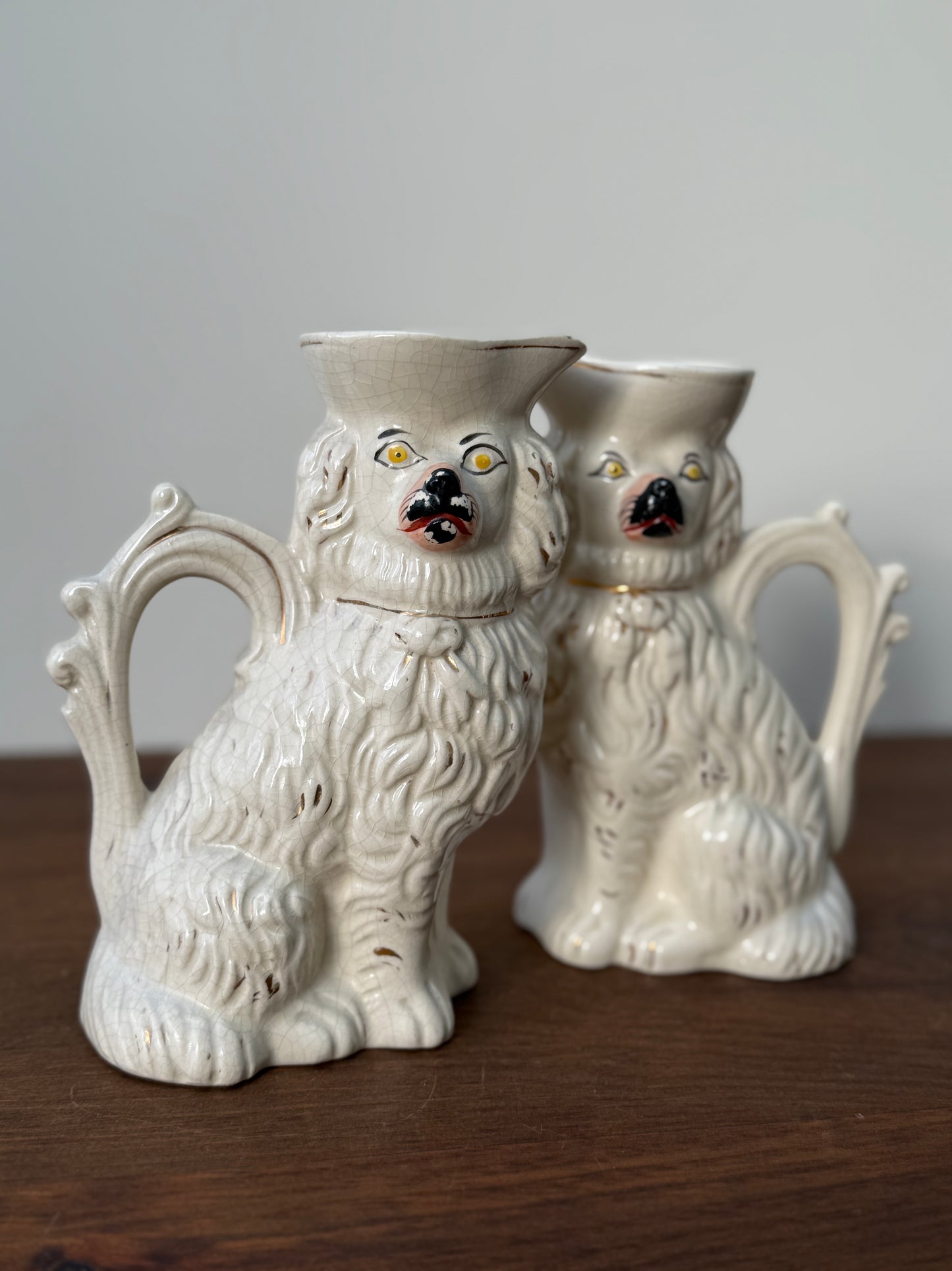 アンティーク、スタッフォードシャードッグ、スパニエルのジャグ（ペア）｜1850年頃