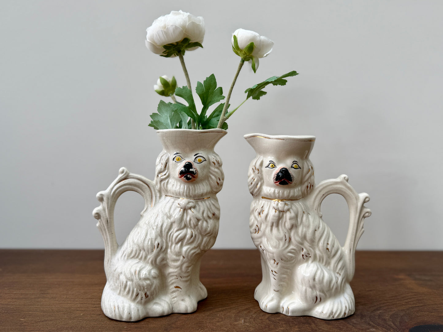 アンティーク、スタッフォードシャードッグ、スパニエルのジャグ（ペア）｜1850年頃