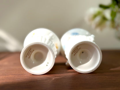 Pair of Miniature Urn-Shaped Vases by Wedgwood | Vintage Floral Ornaments, Bone China, Made in England