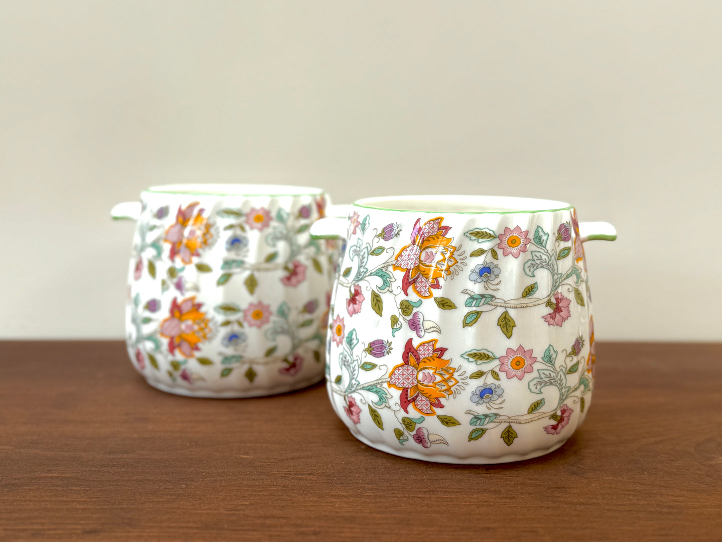 Pair of Minton Haddon Hall Open-Top Jars | Vintage Bone China