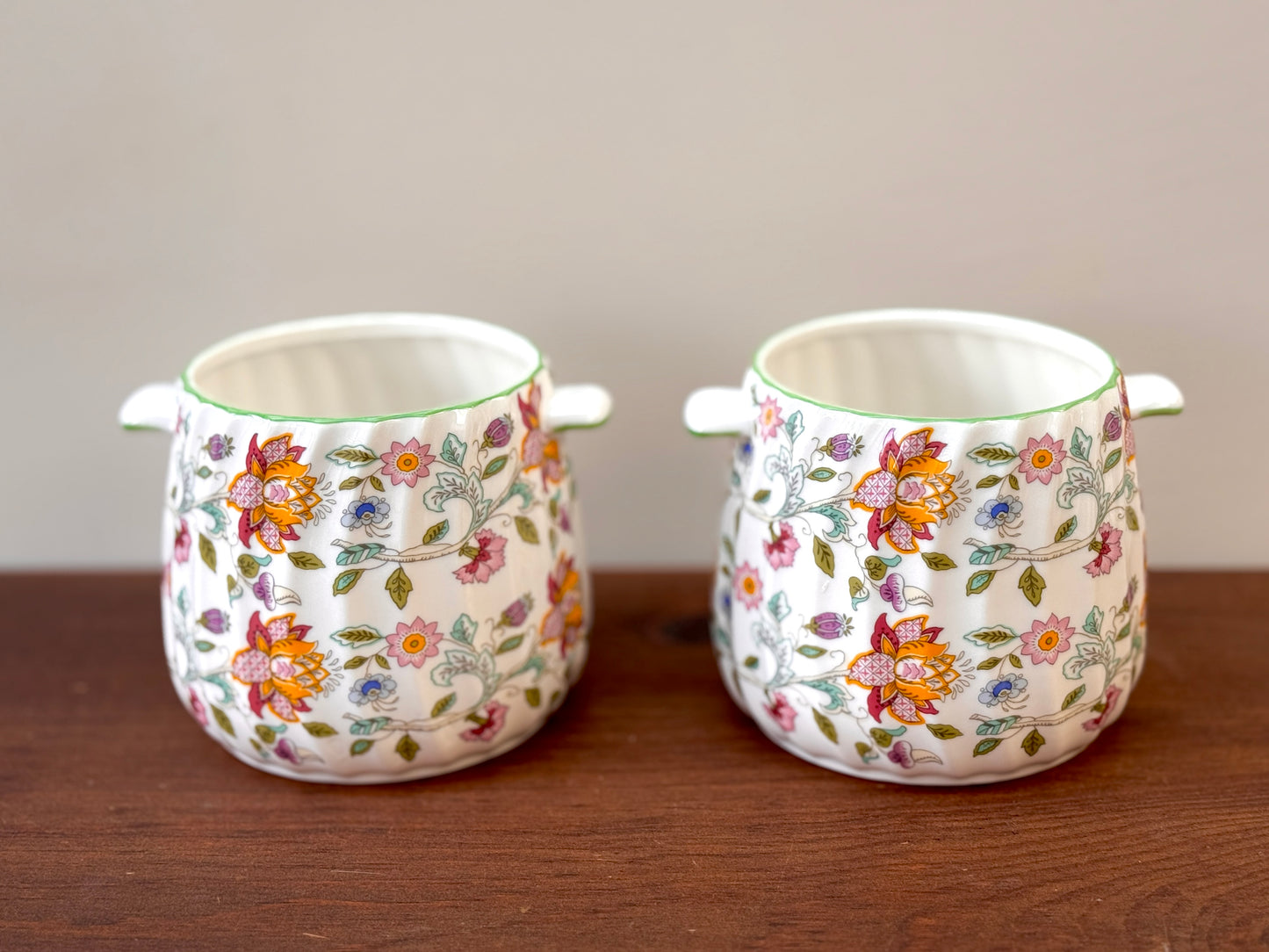 Pair of Minton Haddon Hall Open-Top Jars | Vintage Bone China