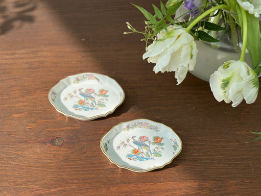 Pair of Wedgwood Kutani Crane Trinket Dishes | Vintage Bone China