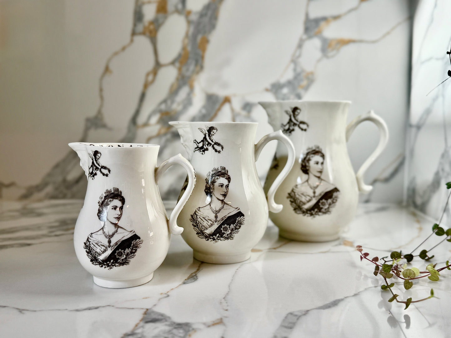 ロイヤルウースター、エリザベス女王戴冠記念ジャグ（３個セット）｜1953年