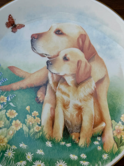 ロイヤルウースター「犬と子犬」ラブラドールの絵皿｜ルース・ボーデンによるデザイン、1990年