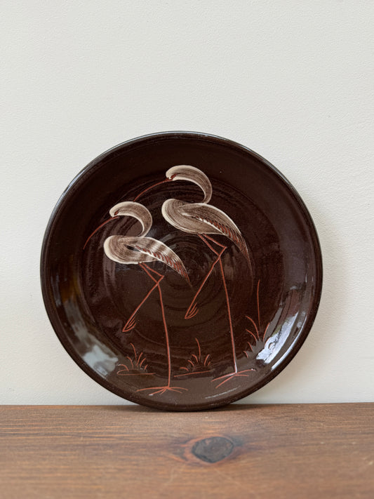 Slipware Plate with Two Birds by George Fishley Holland | c.1955, Devon Pottery Tradition