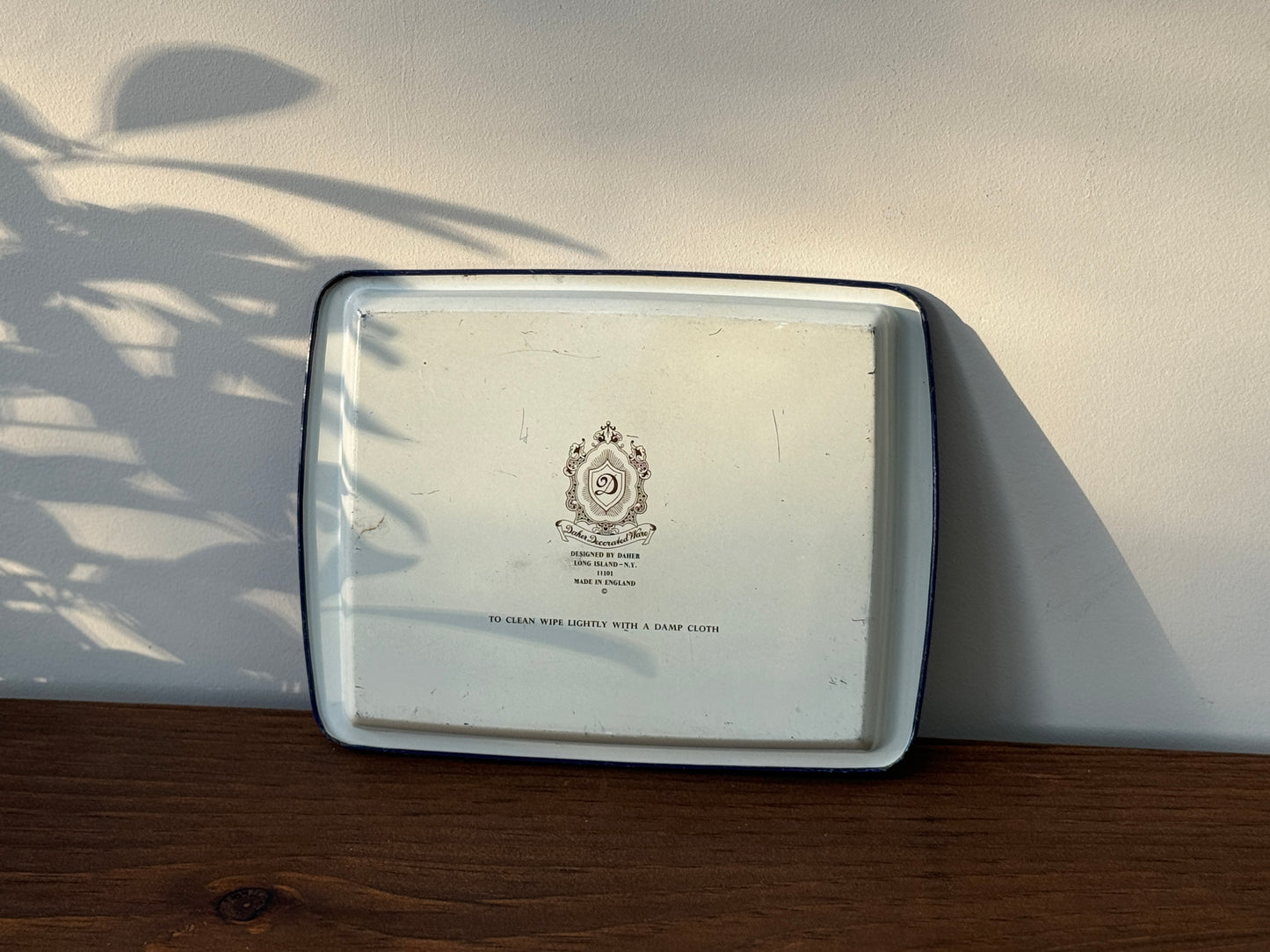Small Vintage Tin Tray by Daher Long Island | Blue & White Chinoiserie