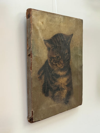 ヴィクトリア時代 キジトラ猫の油彩画｜19世紀後期頃