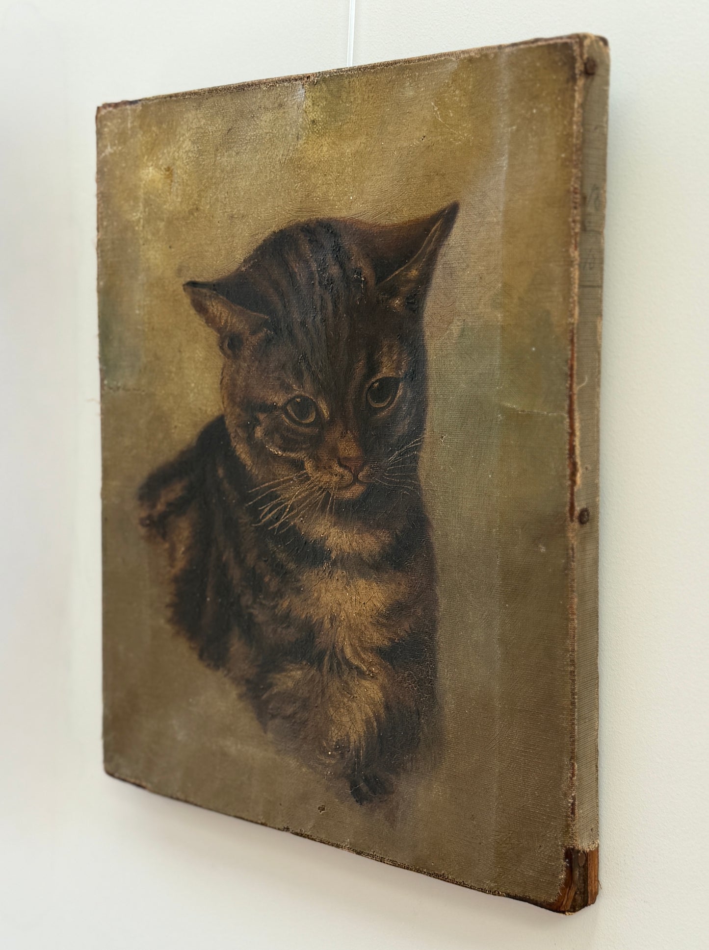 ヴィクトリア時代 キジトラ猫の油彩画｜19世紀後期頃