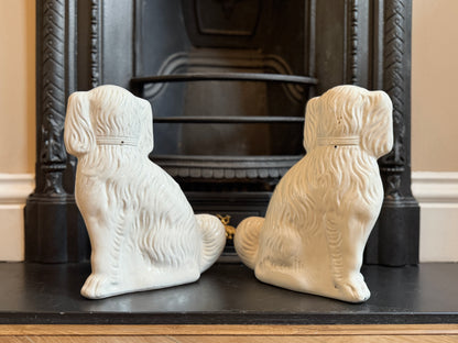 アンティーク、ガラスの目のスタッフォードシャードッグ（スパニエル）ペア｜1890年代頃