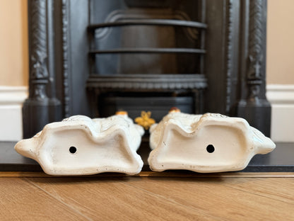 アンティーク、ガラスの目のスタッフォードシャードッグ（スパニエル）ペア｜1890年代頃