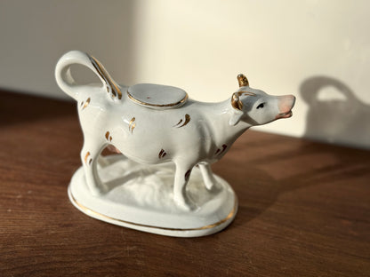 Victorian Staffordshire Gilded Cow Creamer (c. 19th Century) | Elegant Hand-Painted Gold Accents