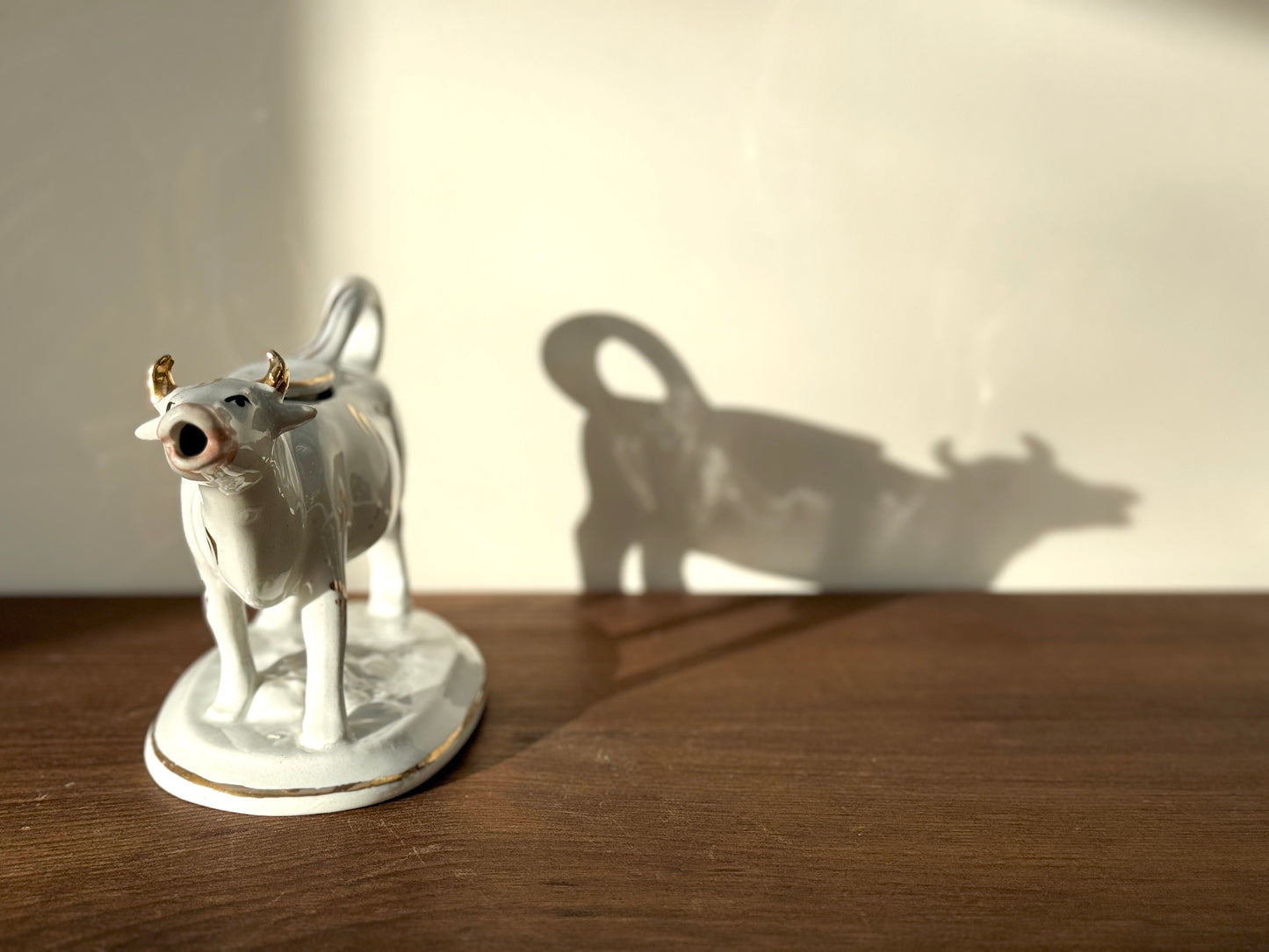 Victorian Staffordshire Gilded Cow Creamer (c. 19th Century) | Elegant Hand-Painted Gold Accents