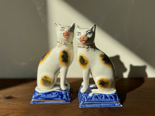 Staffordshire Cats with eyebrows
