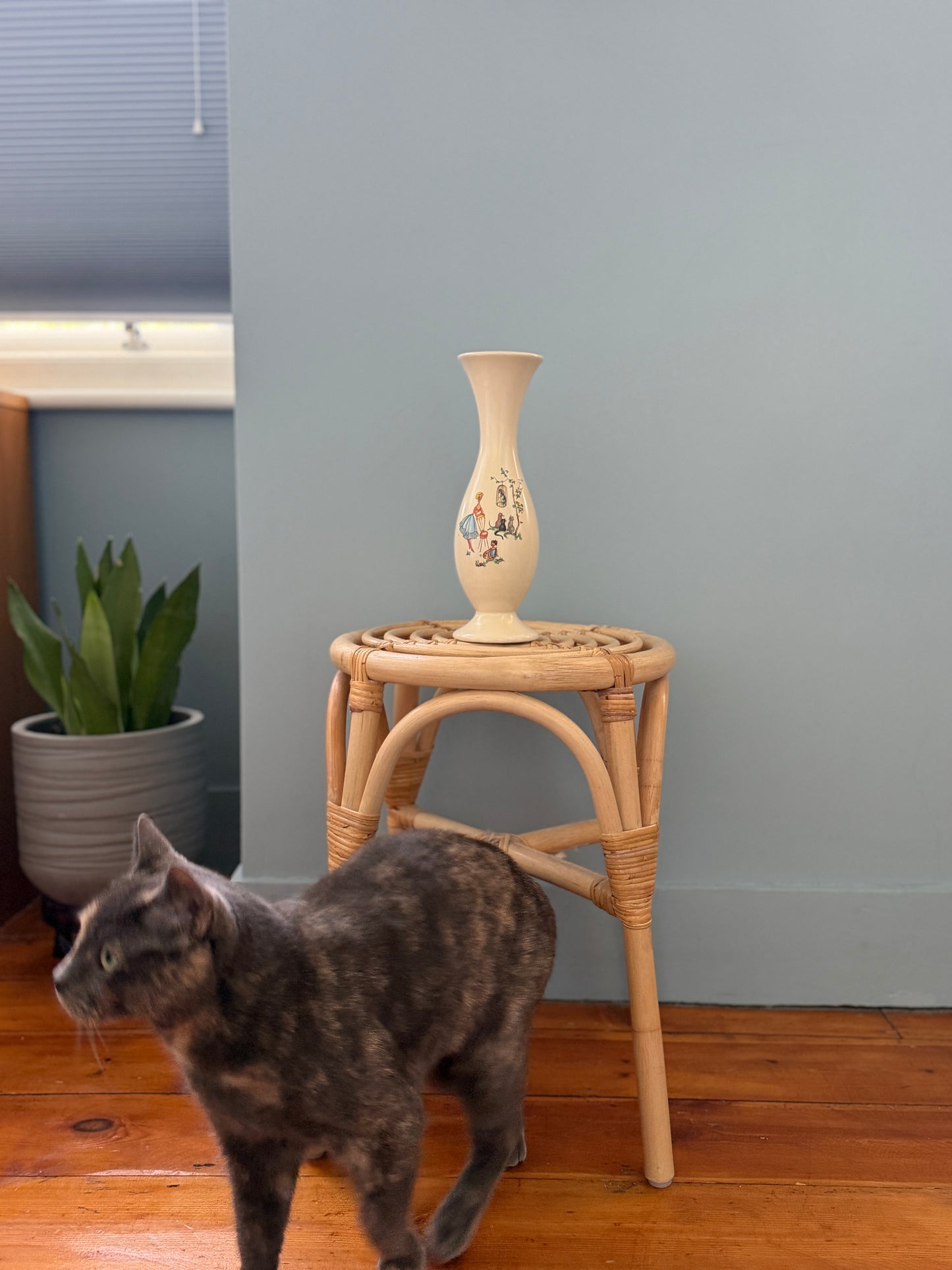 JASBA 西ドイツ製 猫と鳥かごのヴィンテージ花瓶、1950年代