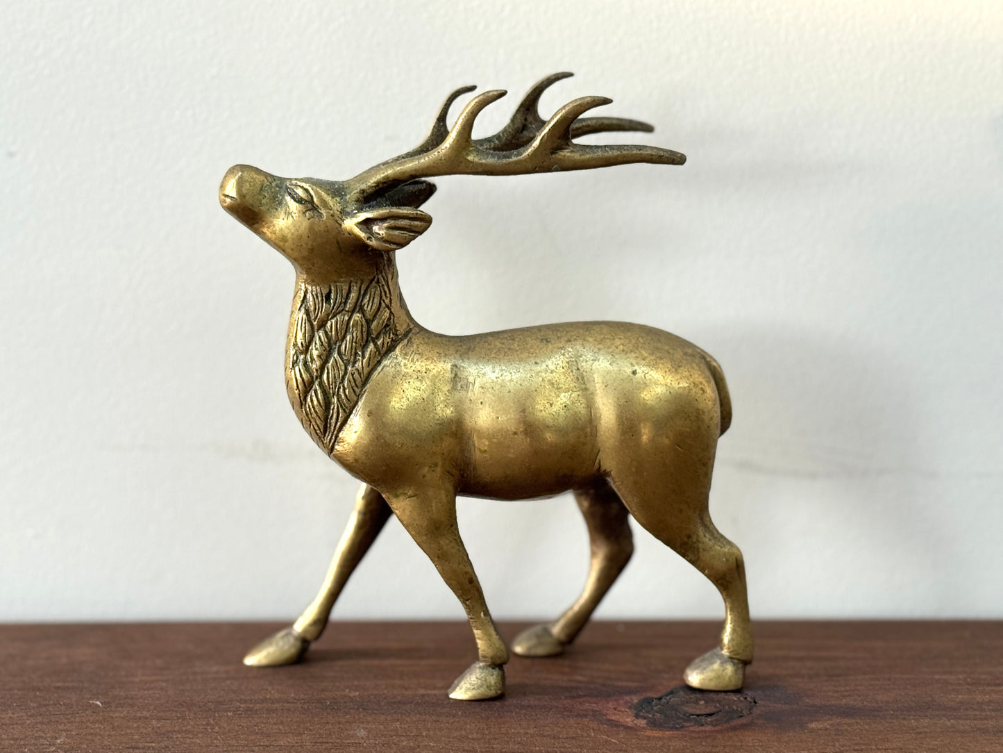 ヴィンテージ、真鍮製スタッグ（雄鹿）オーナメント｜